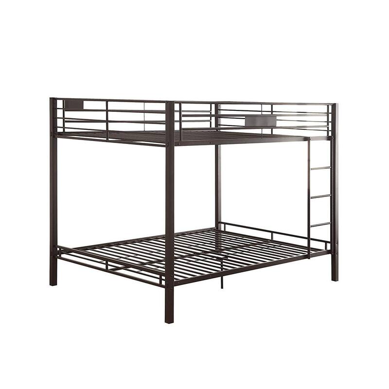Queen Over Queen Bunk Bed - Coastal Cool Design, Metal Frame, Sandy Black Finish, Sturdy & Safe