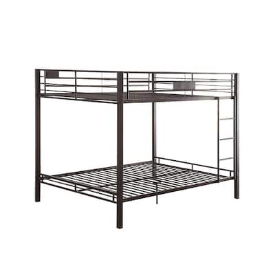 Queen Over Queen Bunk Bed - Coastal Cool Design, Metal Frame, Sandy Black Finish, Sturdy & Safe