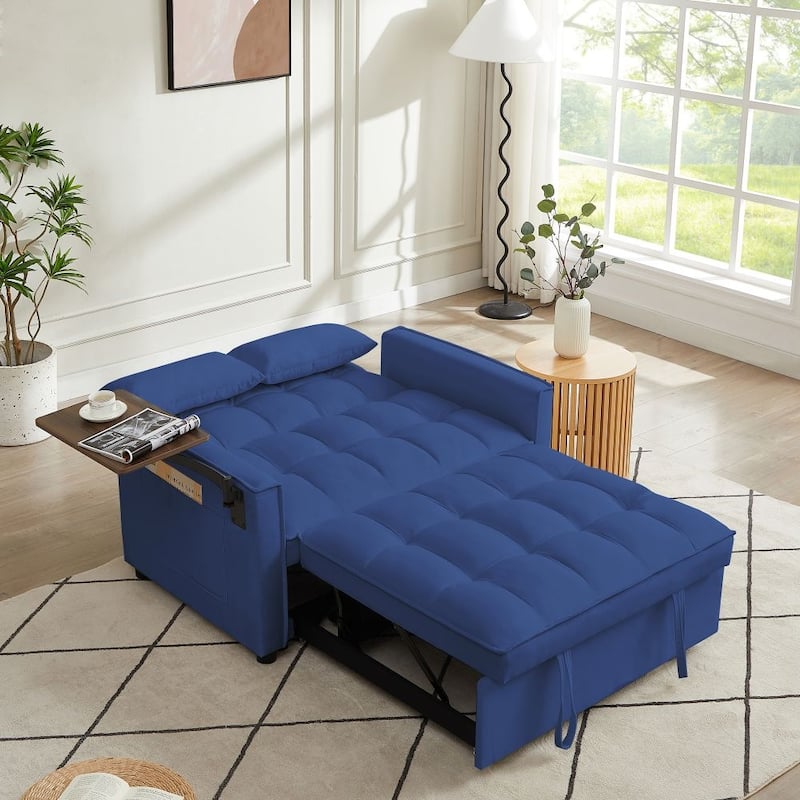 Velvet Loveseat Sofa Bed With 3 Adjustable Positions