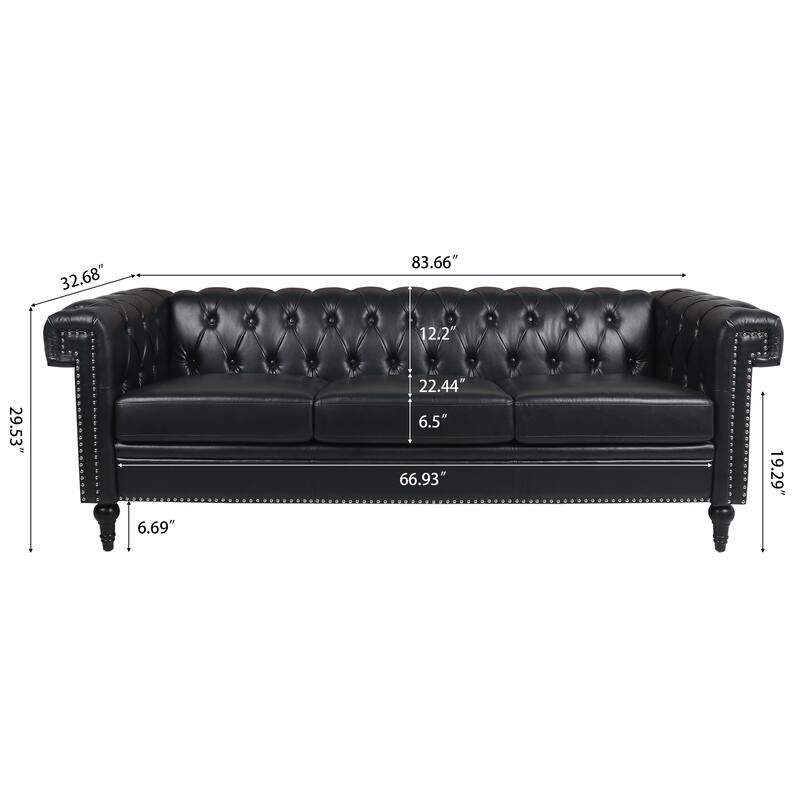 83.66'' Traditional Square Arm Removable Cushion Three Seater Sofa: Timeless Design, Functional Style.
