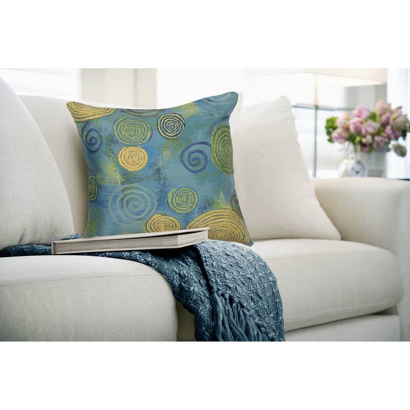 Liora Manne Visions III Graffiti Swirl Indoor/Outdoor Pillow Cool 20" Square - Accent - 20" x  20" - Polyester - Blue