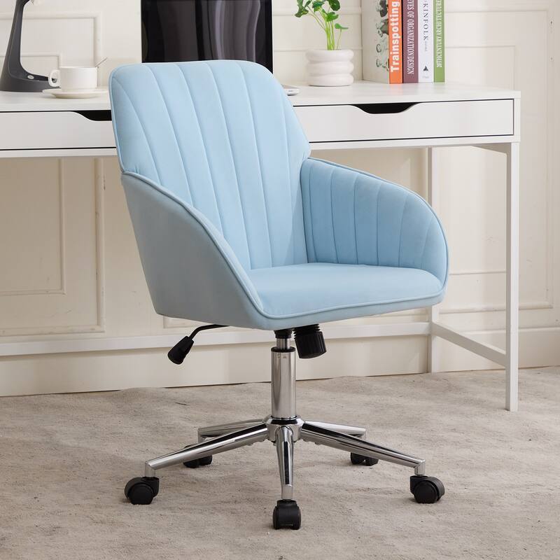 Adjustable Office Chair, Home Bedroom, Ergonomic Swivel Chair, Backrest Seat, Comfortable for Long Sitting - Baby Blue