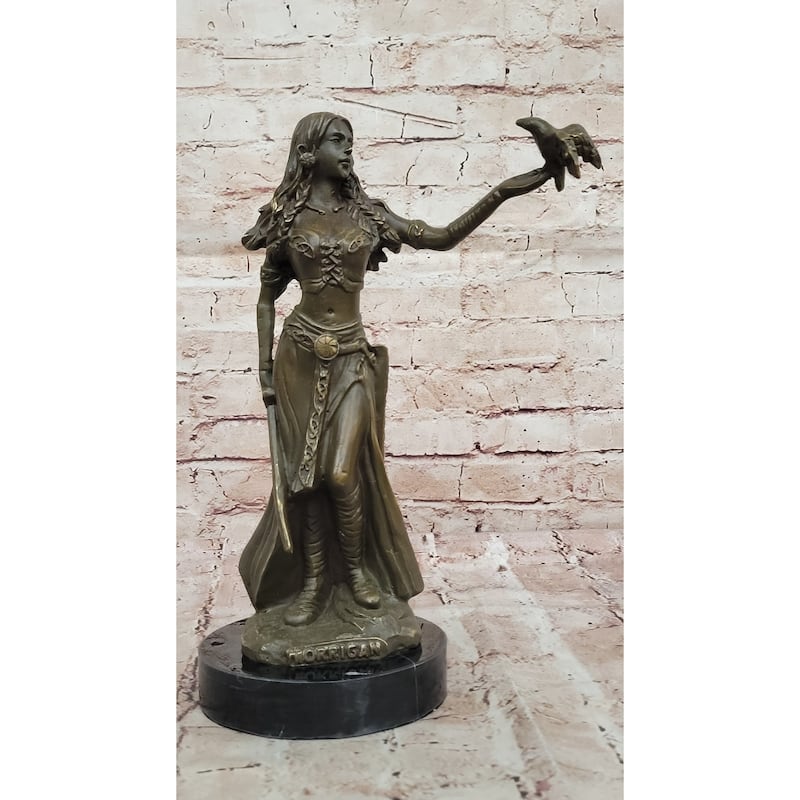 Mythological Goddess With Bird Bronze Sculpture - Celtic Norse Numbered Signed Art