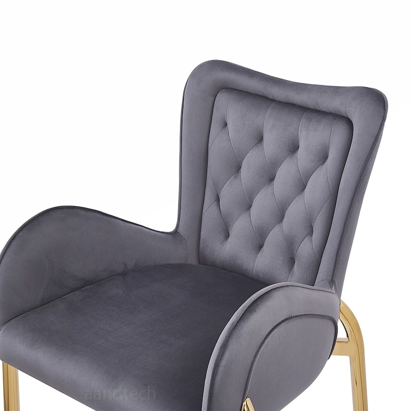 2PCS Velvet Bar Stool Arm Chairs