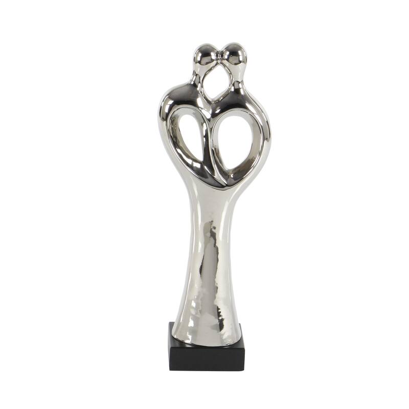 Porcelain Ceramic Family Decorative Sculpture - Silver - Roche River Decor