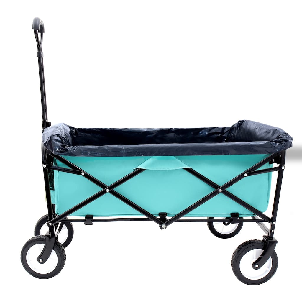 360 lb Collapsible Wagon Cart with Strapping System & 3-Pack Waterproof Liners