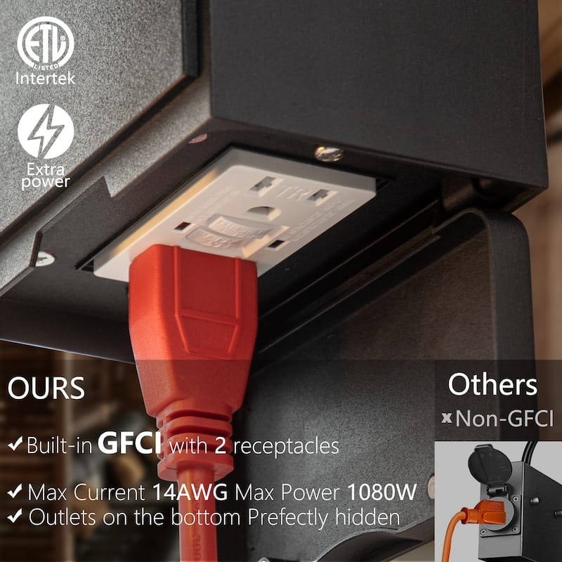 Outdoor Wall Lantern with GFCI Outlet - 1 PACK