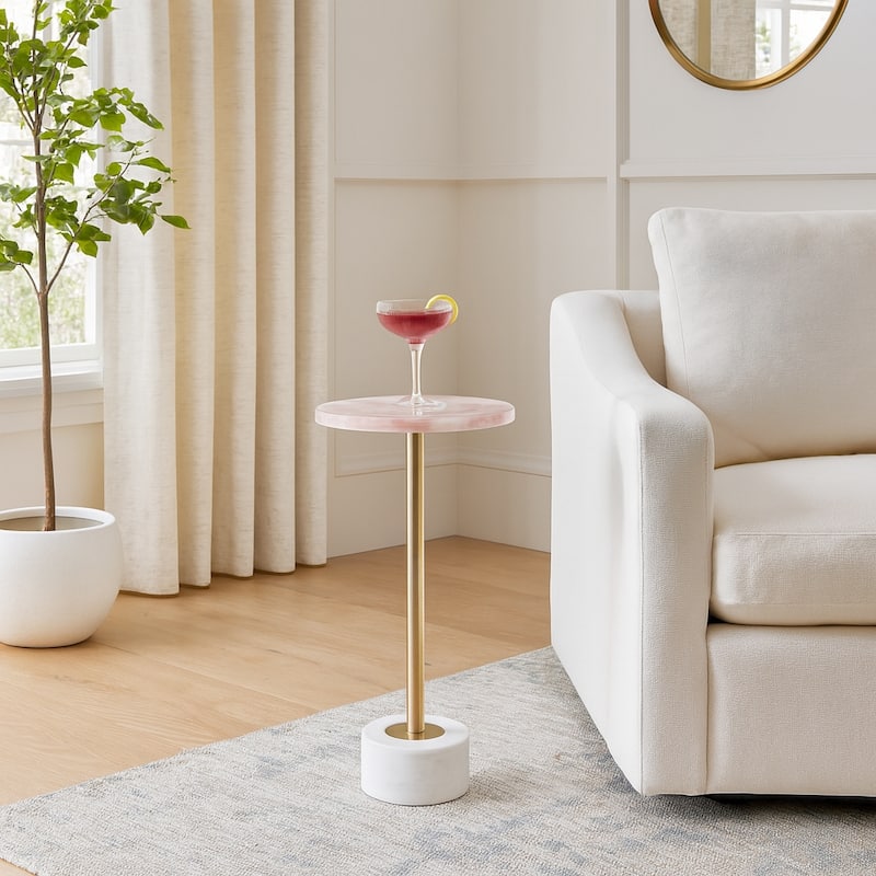 Modern Quartz Accent Side Table for Home Decor - 24" - 24.0" - Pink