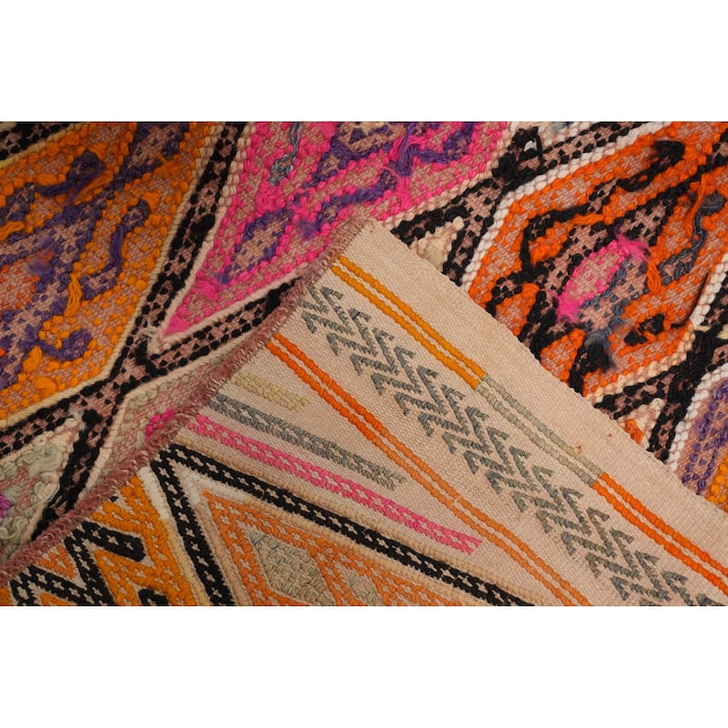 Hand Woven Oriental 100% Wool Carpet Southwestern Tribal Multi-Colored Kilim Runner Rug - 8' 9'' X 3' 5''