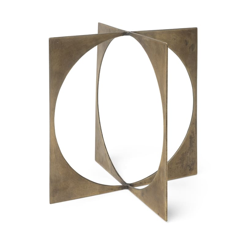 Burnished Gold Metal Circle Square Sculpture - 10"W x 10"D x 10"H