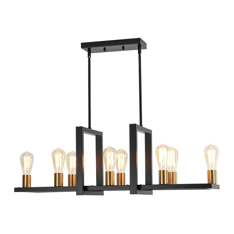 Modern Farmhouse 8-Light Square Frame Kitchen Island Chandelier - 35.8in