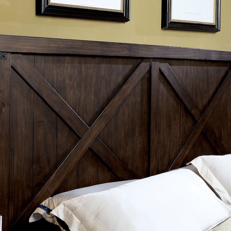 Epona Rustic Dark Walnut Wood 2-Piece Panel Bed and Nightstand Set by The Gray Barn