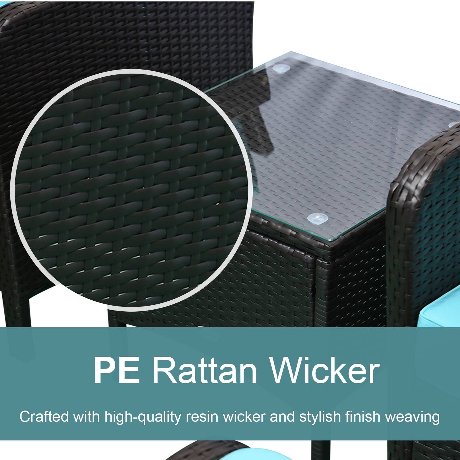 Outsunny 5 Piece Rattan Wicker Outdoor Patio Conversation Set with 2