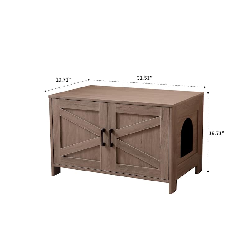Classic Wooden Cat Litter Box House with Two Front Doors