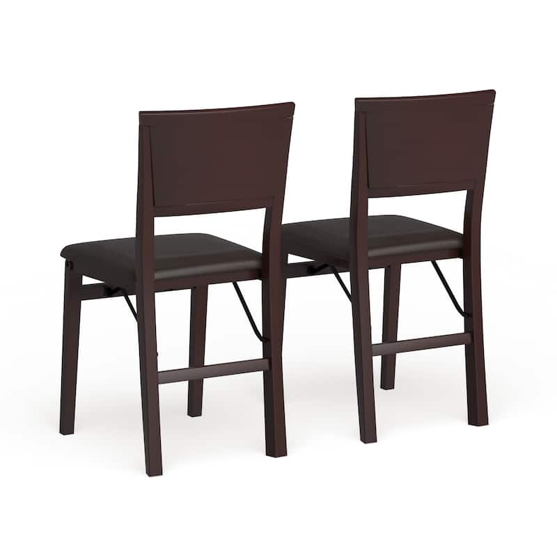Porch & Den Aldersey Espresso Folding Chair with Dark Brown Seat (Set of 2)