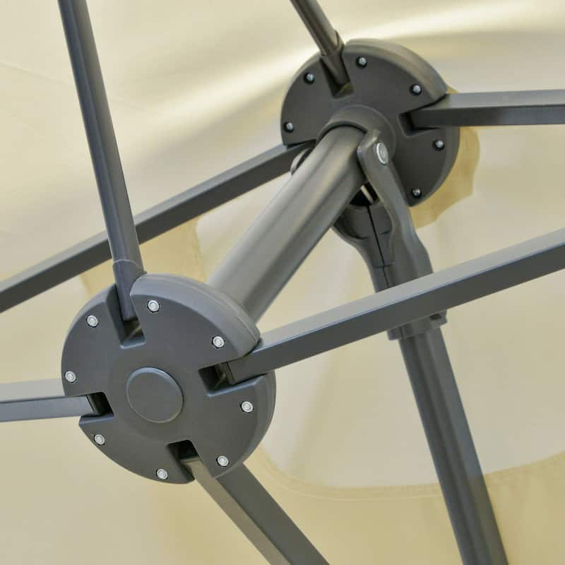 Outdoor 14ft Double-Sided Extra Large Market Umbrella with Crank, Cross Base
