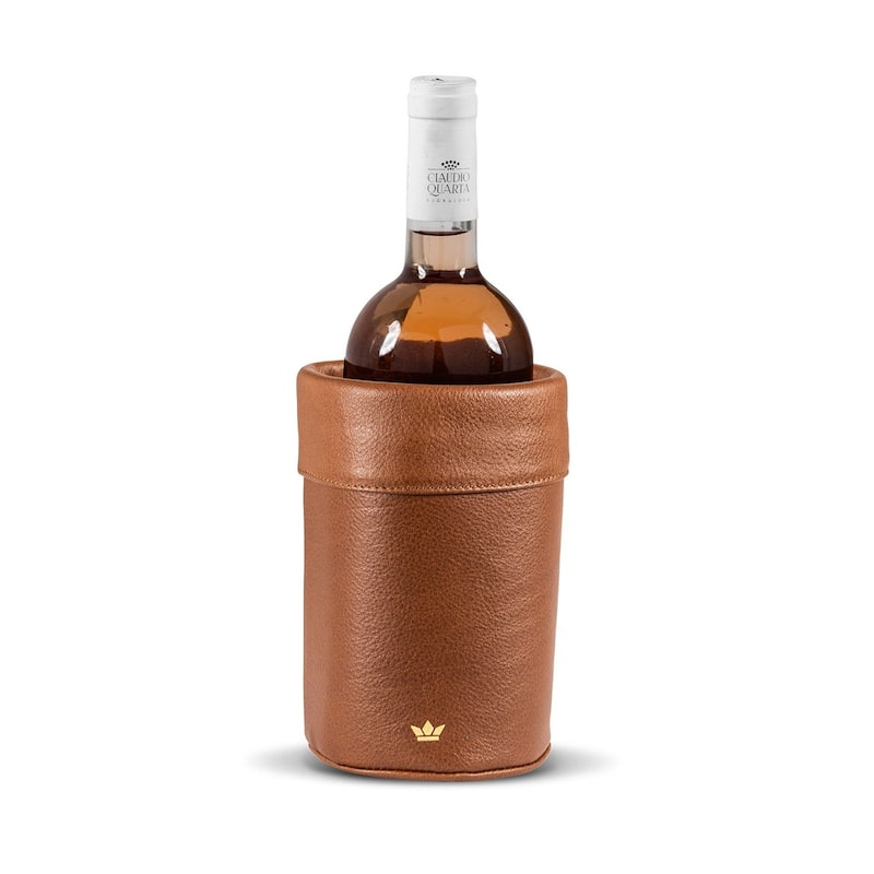 Wine Cooler Leather Dia 4.72" Brown