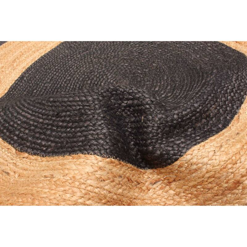 ECARPETGALLERY Braided Weave Palas Denizli Dark Grey Jute Rug - 3'10 x 3'10
