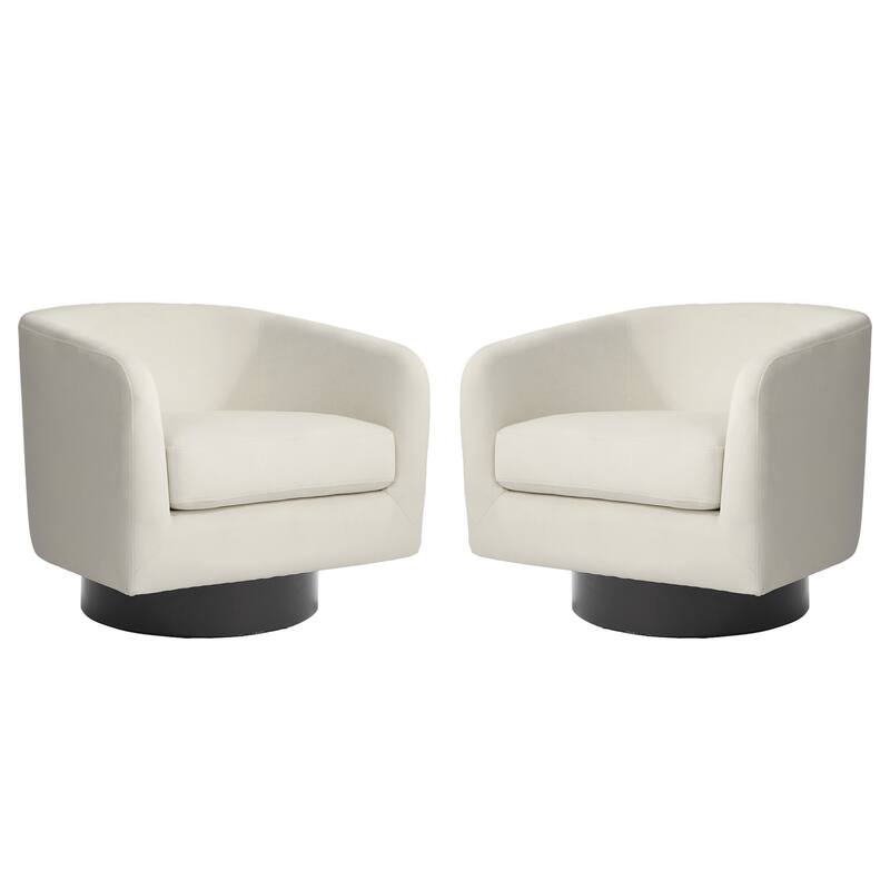 UIXE Set of 2 Swivel Barrel Accent Chair Velvet Armchair For Living Room