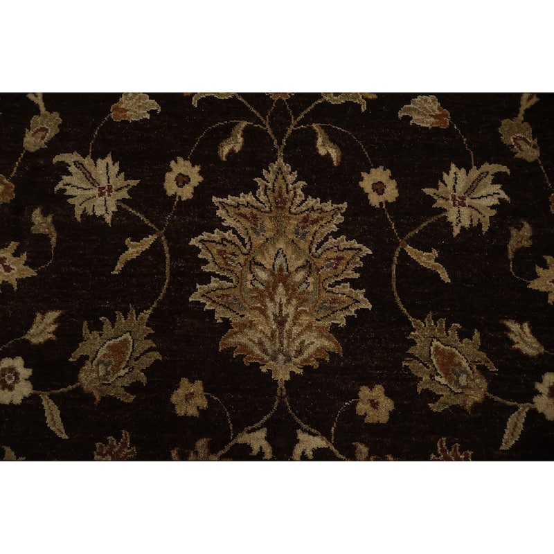 Hand Knotted Oriental 100% Wool Carpet Traditional Floral Brown Agra Area Rug - 12' 3'' X 9' 2''