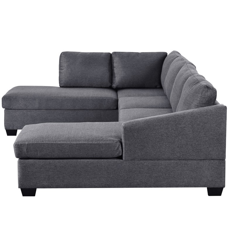 U-Shape Sectional Sofa, Double Extra Wide Chaise Lounge Couch