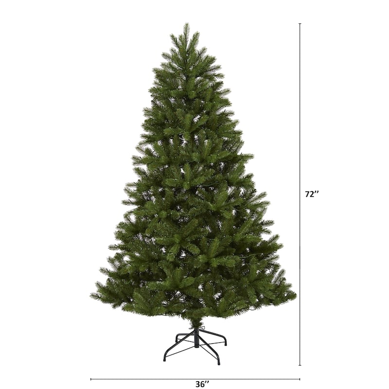 6’ New Haven Spruce Artificial Christmas Tree, Clear LED Lights - 6 Foot