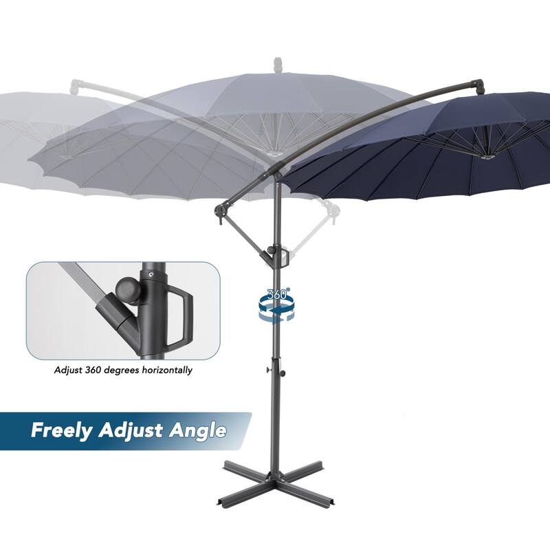 COSIEST 10FT Patio Cantilever Umbrella with18 Ribs Aluminum Frame