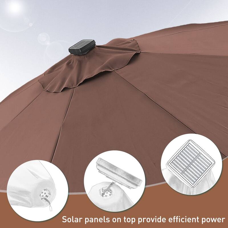 Autlaycil 10ft Solar LED lights Outdoor Patio Umbrella With Base