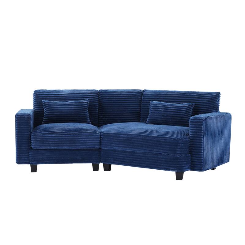 Multi-seat(3/4/5 seats) Corduroy Sectional Sofa, Modular Couch for Living Room & Business - Navy - Right Facing