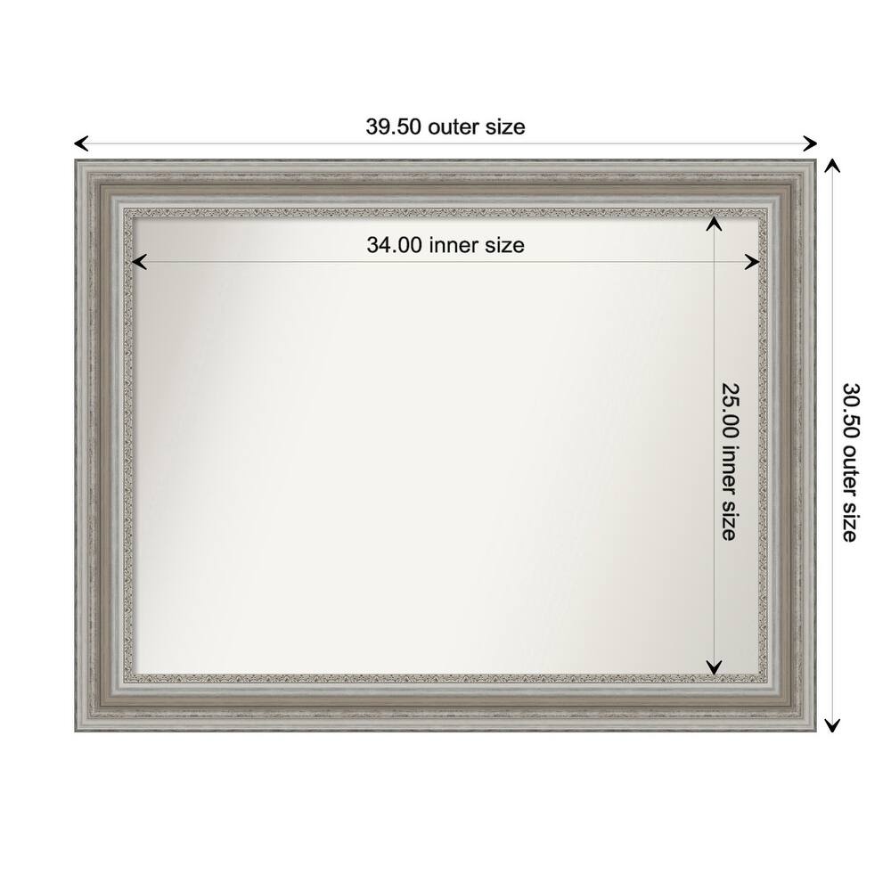 Parlor Silver Framed Non-Beveled Custom Wall Mirror, Bathroom Vanity Mirror