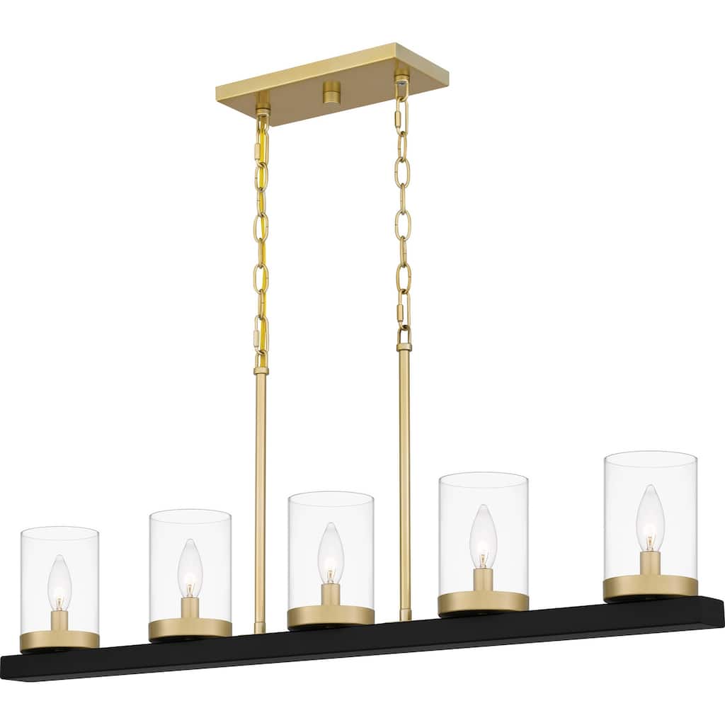 Matte Black Five Light Island Chandelier from the Greeley Collection