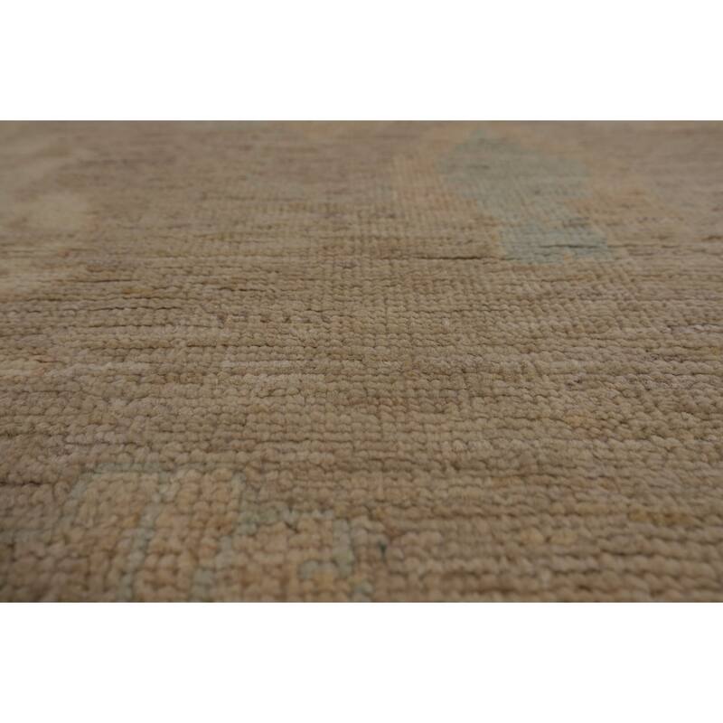Transitional Beige Oushak Turkish Area Rug Handmade Wool Carpet - 9'3"x 11'7"