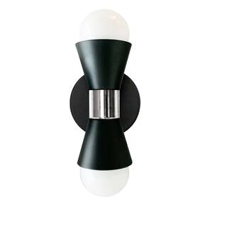 Wall Sconce 2 Light Matte Black Chrome Modern Wall Lighting Fixture - 5.5
