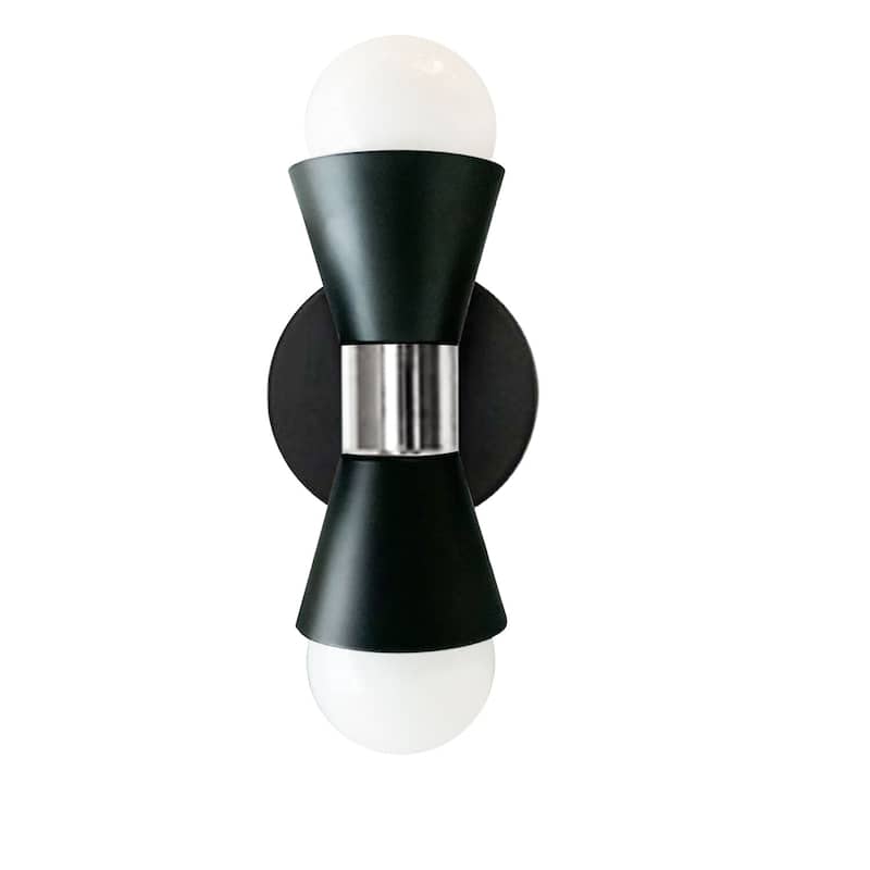 Wall Sconce 2 Light Matte Black Chrome Modern Wall Lighting Fixture - 5.5