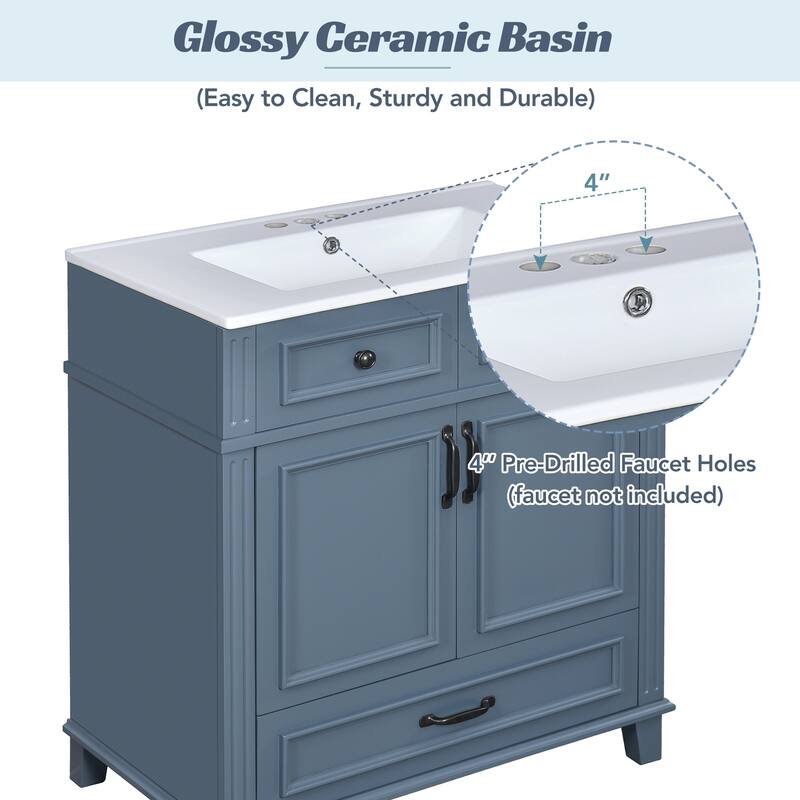 30'' Bathroom Vanity Cabinet Set with Sink Combo and Drawer & Cabient