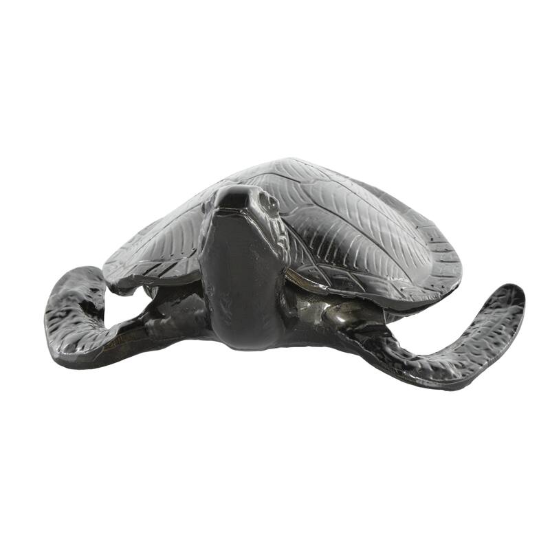 Black Aluminum Metal Carved Sea Turtle Decorative Sculpture