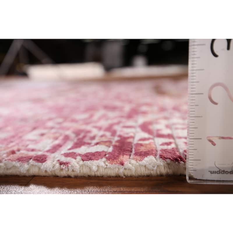 Abstract Indian Modern Accent Rug Handmade Wool Carpet - 2'8" x 4'9"