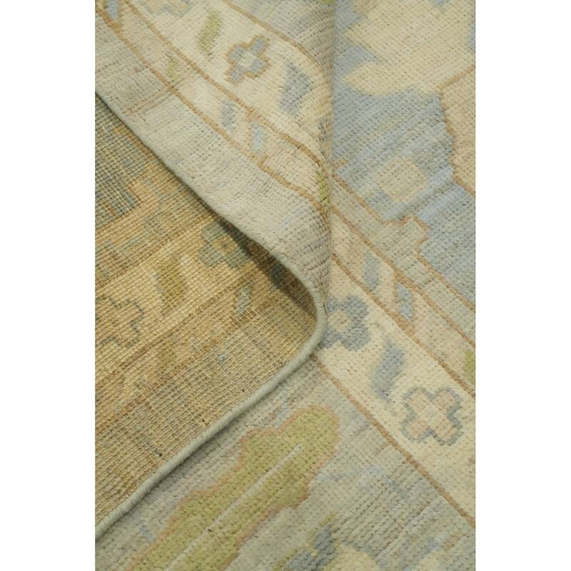 Vegetable Dye Wool Oushak Turkish Large Rug, Floral Geometric Carpet - 14' 6'' X 12' 3''