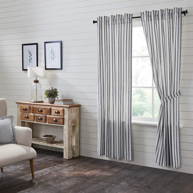 Sawyer Mill Black Ticking Stripe Panel Set of 2 84x40 - 84x40 - 84 Inches - Black