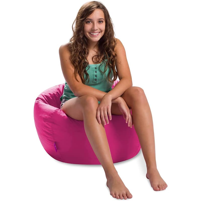 Bean Bag Chair for Kids, Teens and Adults, Comfy Chairs for your Room - 100in Round Bean Bag - Pink