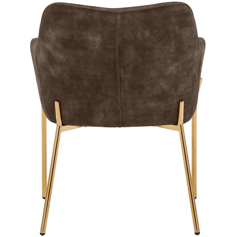 Zaire Upholstered Dining Chair in Velvet/Leather/Boucle with Gold Chrome Iron
