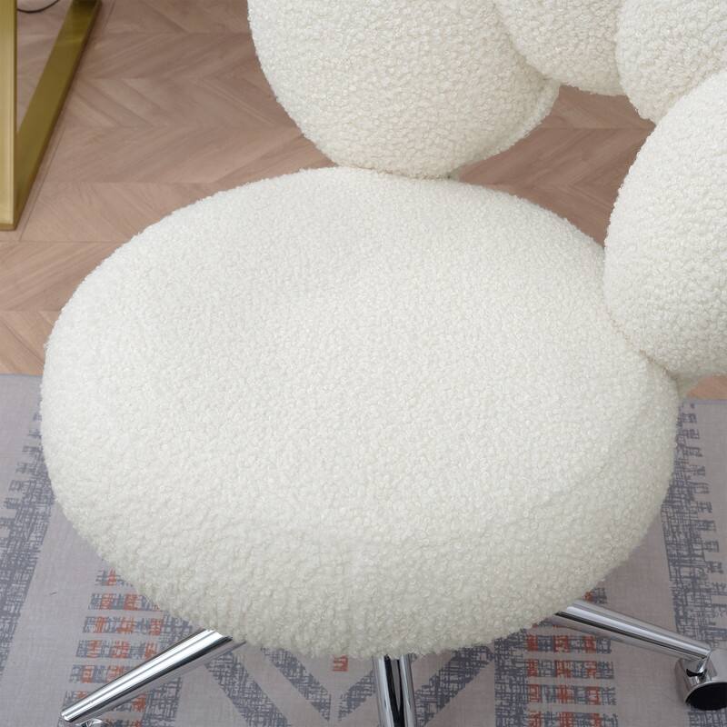 Modern Style Teddy Fabric Home Office Chair with Adjustable Height and 360°Swivel