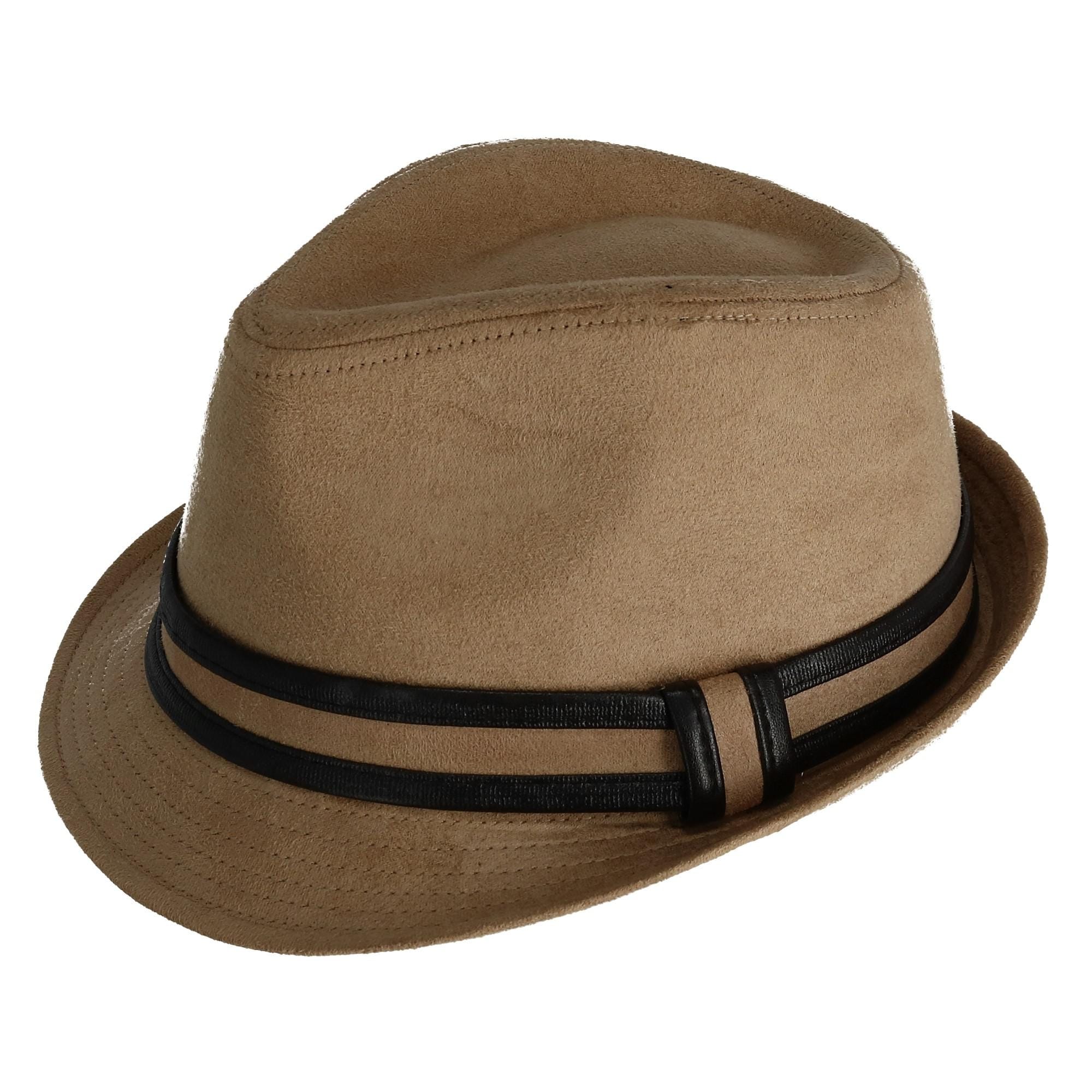 CTM Mens Suede Fedora Hat with Leather Trim