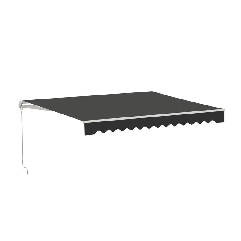 ALEKO Caribbean Manual Retractable Patio Awning - White Frame - Onyx Black - 12 x 10 Feet