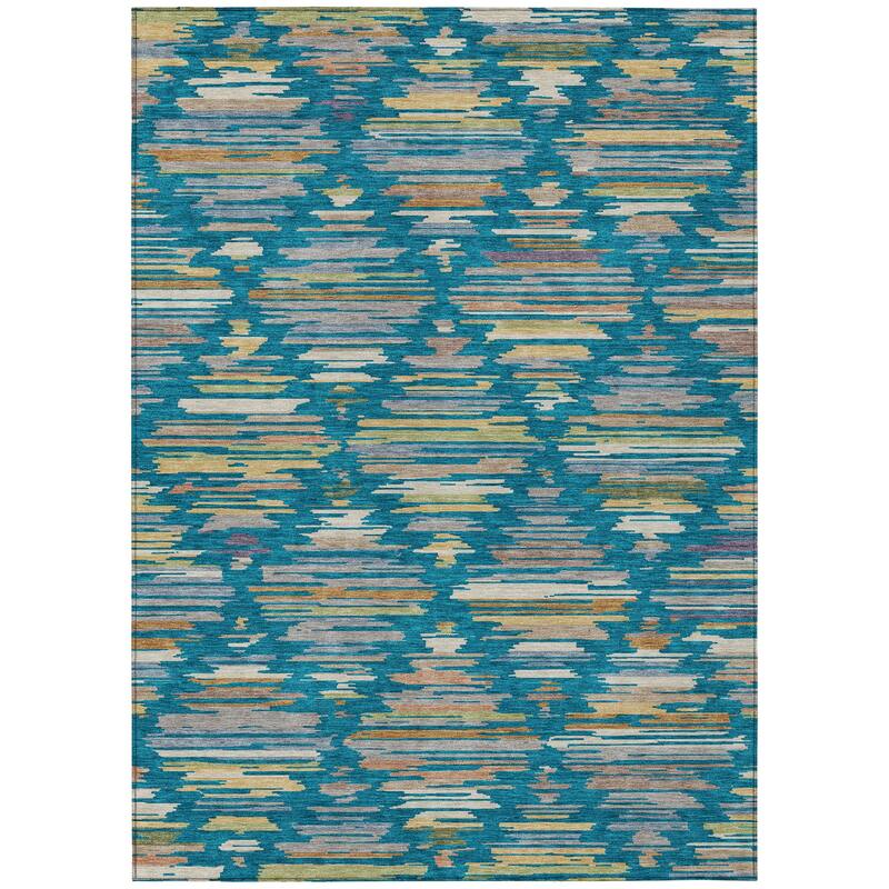 Machine Washable Indoor/ Outdoor Modern Trellis Chantille Rug