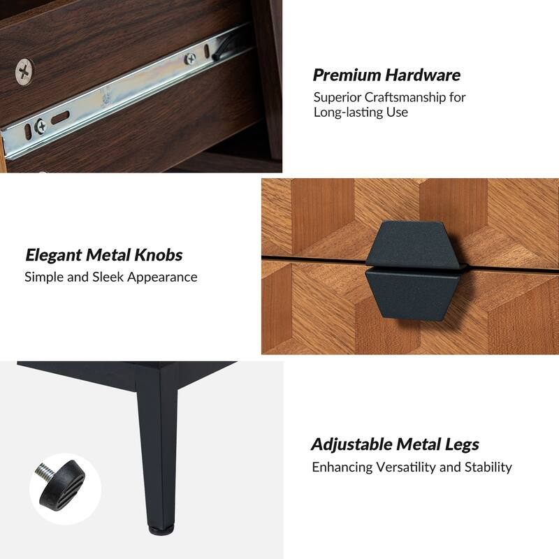 Apakah Modern 25"Tall 2-Drawer End Table with Charging Station and Adjustable Legs Set of 2 by HULALA HOME