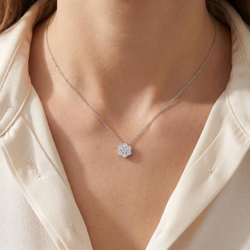 Bliss Diamond 1/2ct Pave Fire Diamond Clustser Pendant White Gold