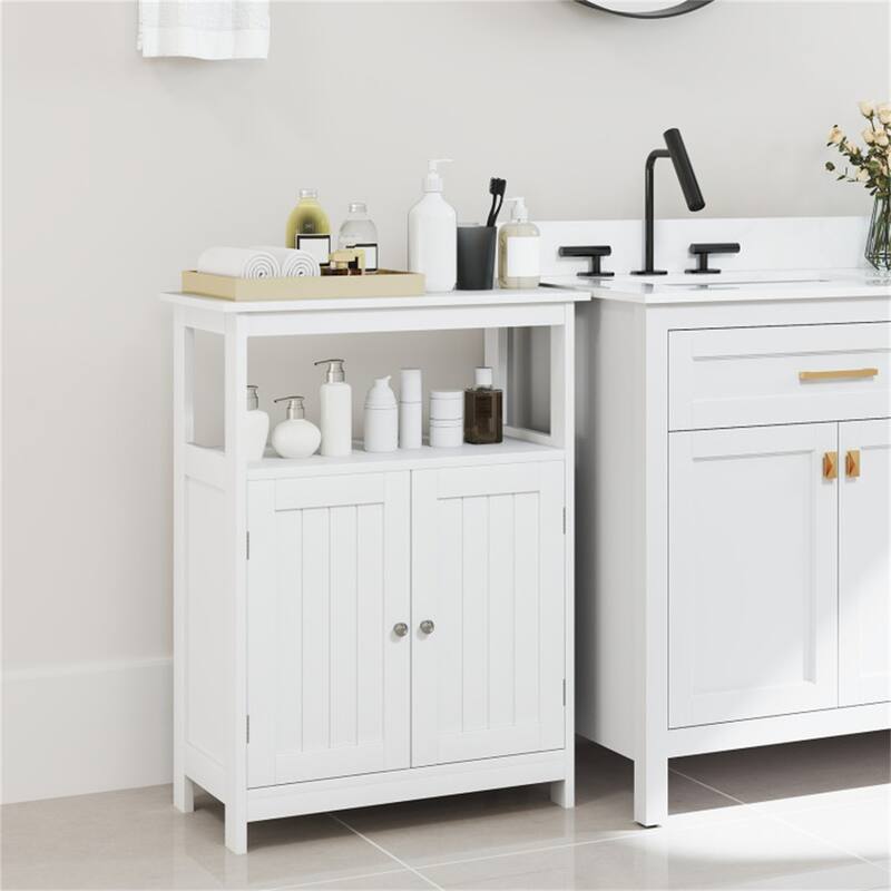Modern Wooden Freestanding Floor Cabinet with Adjustable Storage Shelf for Bathroom or Living Room - 23.5" x 12" x 31.5"