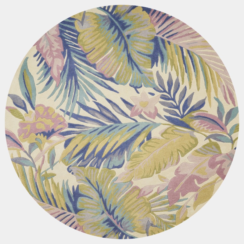 Domani Classics Pastel Tropics Hand-tufted Wool Rug - 7'6" Round - Pastel