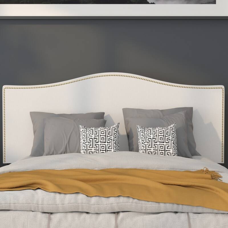 Arched Upholstered Headboard with Nailhead Trim